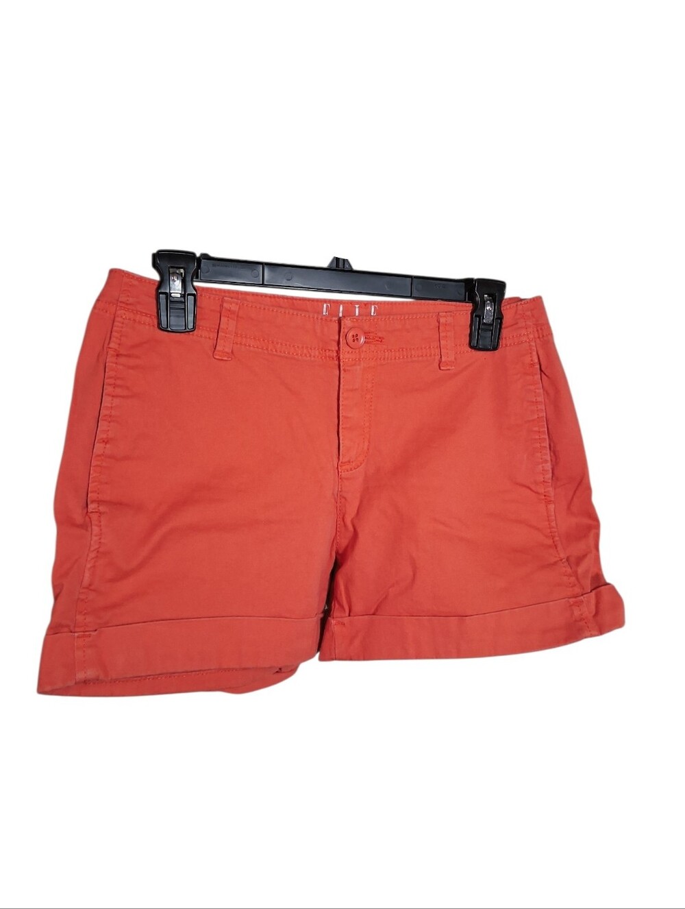 ELLE Chino Shorts Coral Orange Cuffed Stretch Casual Womens Size 6